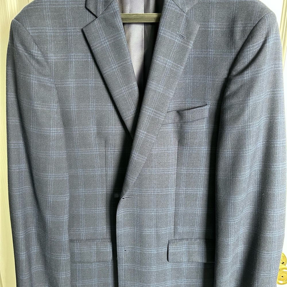 Men's Blue Plaid Blazer
